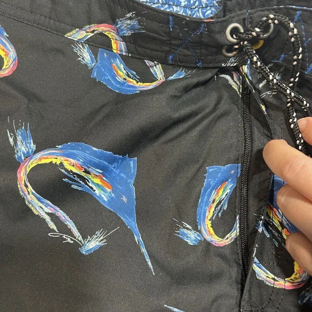 Tommy Bahama Swim Trunks Shorts Mens 2XLB Big & Tall Blue Abstract Pattern Mesh